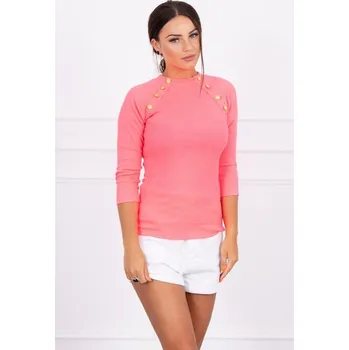 Dámská halenka Halenka s ozdobnými knoflíky, neonově růžová - Univerzální