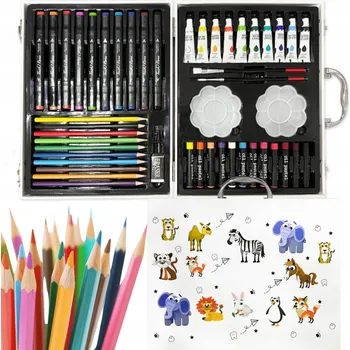 omalovánky UMĚLECKÁ SADA KREATIVNÍ MALOVÁNÍ VODOU PASTELKY FIXY PASTELKY BARVY