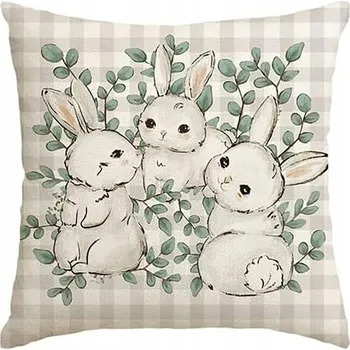 Polštář POVLEČENÍ NA POLŠTÁŘ Velikonoce DEKORAČNÍ 45X45 CM SVÁTEČNÍ ZAJÍČCI