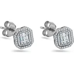 Briliantové bageta náušnice, bílé zlato KU2176A + dárkové balení LUXUS zdarma