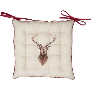 Dekorativní polštářek Béžový podsedák s jelenem Cosy Lodge- 40*40 cm – 40x40x4 cm