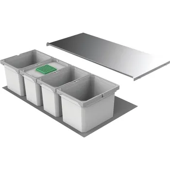 Odpadkový koš Cox® Box 235 K/1000-4, odpadkový koš pro stávající výsuvy, s bio víkem, světle šedá