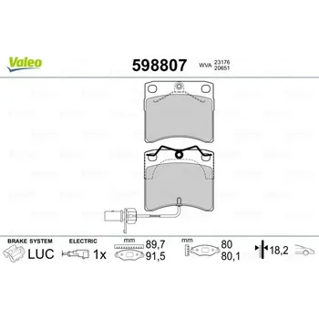 Brzdová destička Sada brzdových destiček, kotoučová brzda VALEO 598807