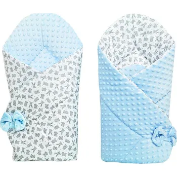 Zavinovačka Ar-s Oboustranna rychlozavinovačka bavlna / minky - modrá s králíčky - 80 x 80 cm