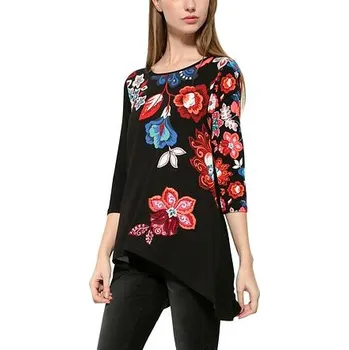 Tričko Desigual 3 4 Manga Estampada negro velikost M