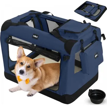 přepravka pro zvíře Leopet Přepravní box pro psy M, 60 x 42 x 42 cm, modrý