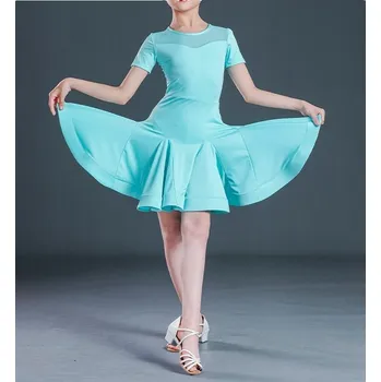 Dívčí šaty Taneční dívčí šaty s kolovou sukní Leticia Světle modrá 150 S dlouhými rukávy