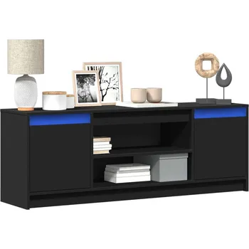 Televizní stolek vidaXL TV skříňka s LED 139,5x34x50 cm kompozitní dřevo [852196] Barva: Černá