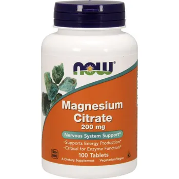 Magnézium citrát 200 mg - NOW Foods Tablety: 100 tab.