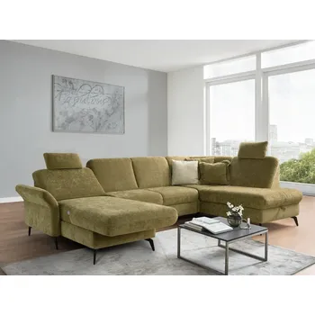 Sedací souprava Rohová sedací souprava ve tvaru U ROCHELLE Pravý roh - s rozkládáním, úložným prostorem a motorovou relaxační funkcí