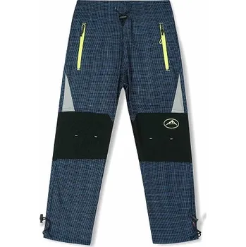 Chlapecké kalhoty KUGO G9625 Dětské outdoorové kalhoty černá/tm.modrá (modré zipy)