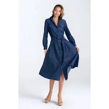 Dámské šaty Džínové šaty se zapínáním na patentky - NIFE denim Barva: Džínová, Velikost: XL