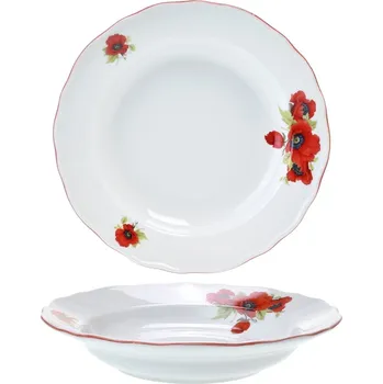 Český porcelán, Dubí Talíř hluboký 24 cm Rokoko vlčí máky