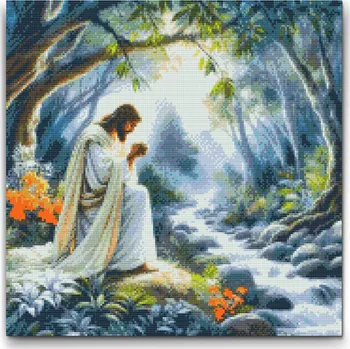 Diamantové malování Diamantové malování - Modlitba Velikost: 50x50cm, Rámování: Pouze srolované plátno, Diamanty: Čtvercové