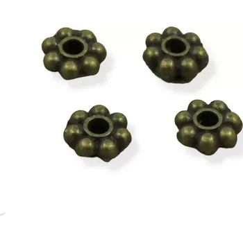 Materiál na výrobu šperku Korálek-mezikus kytička starozlatá 5mm - 10 ks