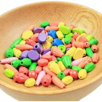 Dětské navlékací korálky Korálky dřevěné mix - cca 34 g