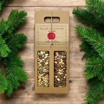Dárková krabička Nutworld.cz Dárková krabice s pečetí Double MIX - Naturální a slaný mix 2x650g