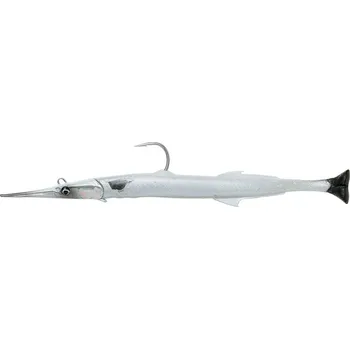 Umělá nástraha SAVAGE GEAR Gumová Nástraha 3D Needlefish Pulsetail 2+1 18cm 26g Pearl White Silver