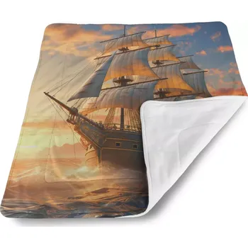 deka Sablio Dětská deka pro miminko Plachetnice ve vlnách při východu slunce - 80x100 cm