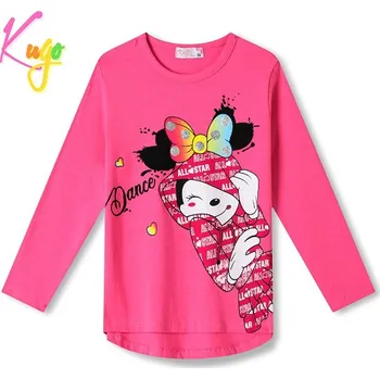 Dívčí tričko DÍVČÍ TRIČKO tm.růžové Kugo HC0748 (Dívčí tričko dlouhý rukáv)