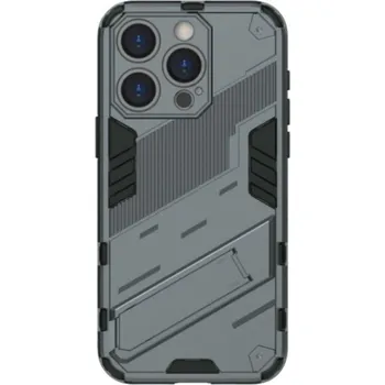 Pouzdro na mobilní telefon Odolný ochranný kryt se stojánkem pro iPhone 16 Pro - šedý