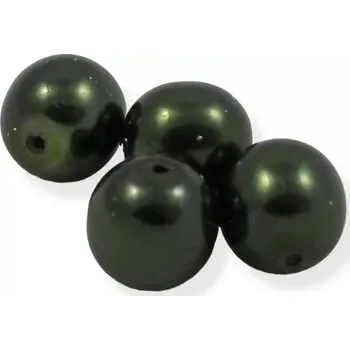 Korálek Voskové perle tmavě zelené 10mm - 10 ks