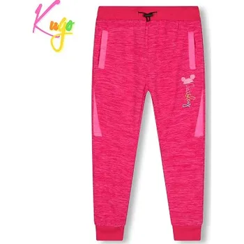 DÍVČÍ FLEESOVÉ TEPLÁKY růžové Kugo FM8882