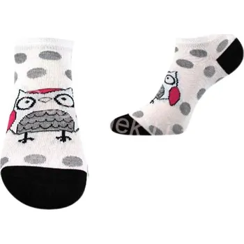 Dámské ponožky Dámské kotníčkové ponožky Voxx sovičky- Piki - smetanová barva