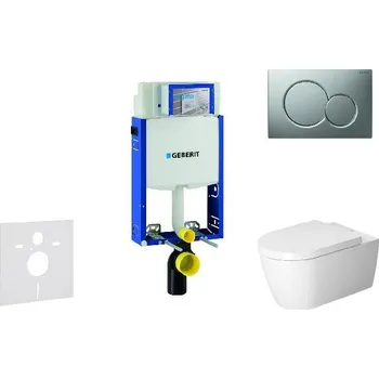 WC sada Geberit Kombifix - Modul pro závěsné WC s tlačítkem Sigma01, matný chrom + Duravit ME by Starck - WC a sedátko, Rimless, SoftClose 110.302.00.5 NM3