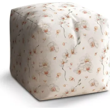 Sedací pytel Sablio Taburet Cube Bílá orchidej: 40x40x40 cm