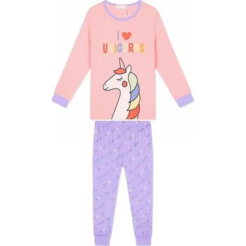 Dívčí pyžamo KUGO MP1352 Dívčí pyžamo meruňková/fialová