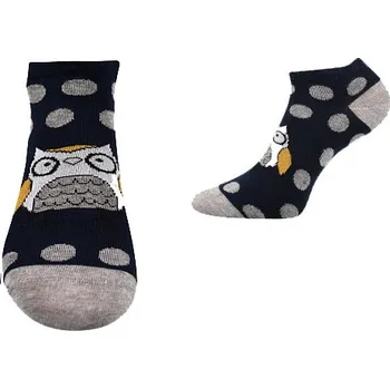 Dámské ponožky Dámské kotníčkové ponožky Voxx sovičky- Piki - tm.modrá