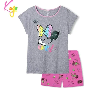 Dívčí pyžamo DÍVČÍ LETNÍ PYŽAMO šedá/růžová Kugo WP0913 (Letní pyžamo pro dívky)