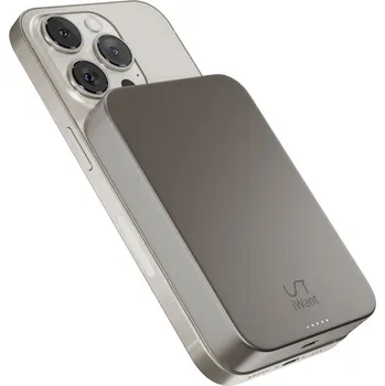 Powerbanka iWant Qi2 hliníková powerbanka 10000 mAh - MagSafe kompatibilní - titanová Titanová