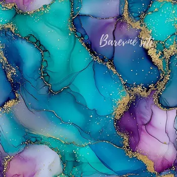 Venezia, Tyrkysovofialový mramor se zlatem 2 (E)** (Polyesterový úplet Venezia)