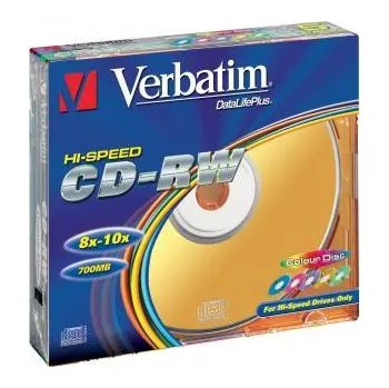 Ukládání dat Verbatim 43167 CD-RW SERL High-Speed Colour, 5-pack Slim box, 700MB, 12x, 80min., 12cm, bez možnosti potisku