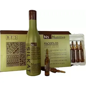 Kosmetická sada Bes Silkat výhodná sada N1 šampon a N5 ampule | Intenzivní regenerace, hloubková výživa a posílení vlasového vlákna – Lvhair.cz