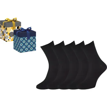 Dámské ponožky Produkt Dárkové balení 5 párů bambusových ponožek BAMBOO Černé, EUR 43-46 (UK 9-11), Zvolte variantu dárkového balení: Modrá s oky