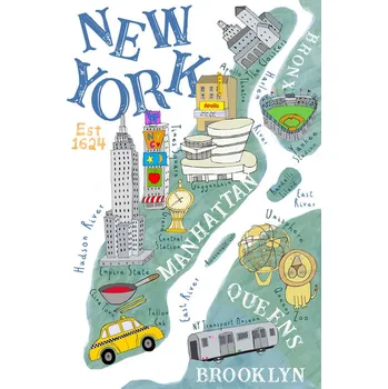 Plakát Plakát, Obraz - Illustrated Map of New York, Carla Daly