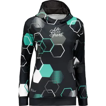 Dámská mikina Dámská funkční mikina premium ALTISPORT VOJ/ALW037MI01 ČERNÁ/TYRKYSOVÁ S