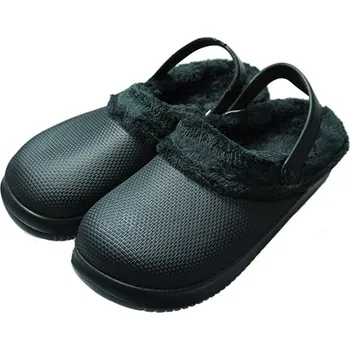 Dámské pantofle DÁMSKÉ GUMOVÉ NAZOUVÁKY ZATEPLENÉ PLNÉ černé Listar W2108