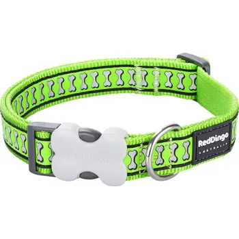 Obojek pro psa Obojek reflexní Red Dingo BONES Limetková Velikost: 24-36cm/15mm