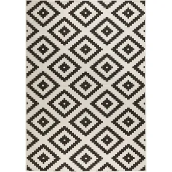 Koberec Kusový koberec Twin-Wendeteppiche 103129 schwarz creme – na ven i na doma 80x250 cm