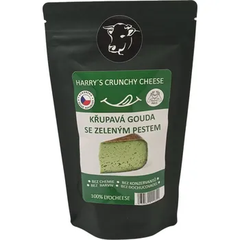 Křupavý sýr Gouda se Zeleným pestem 100g (Křupavý sýr lyofilizovaný Gouda se Zeleným pestem 100g)