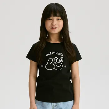 Dívčí tričko Reserved - Tričko s potiskem - černý - 835GB-99X - 835GB-99X-158