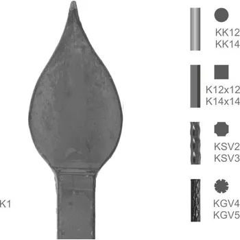 Tyč s kovanou špicí typu K1 I KK12 700