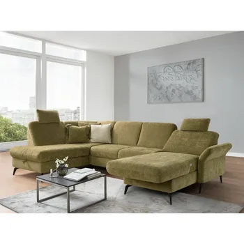 Sedací souprava Rohová sedací souprava ve tvaru U ROCHELLE Levý roh - s rozkládáním, úložným prostorem a motorovou relaxační funkcí