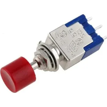 vypínač SCI Přepínač tlačítkový bez aretace SPDT červený hmatník