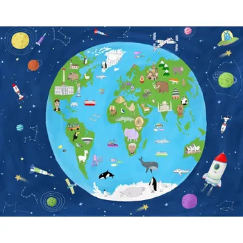 Plakát Plakát, Obraz - Illustrated Map of the World from Space, Carla Daly