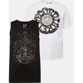 Pánské tričko JP1880, Plus size Tričko / tílko JP1880, 2-balení, potisk na hrudi, do 8XL pro plnoštíhlé nadměrná velikost, 838327100-1455, černý, 6XL, Plus size oblečení, Oblečení pro vysoké muže, Nadměrné velikosti, Oblečení pro plnoštíhlé.